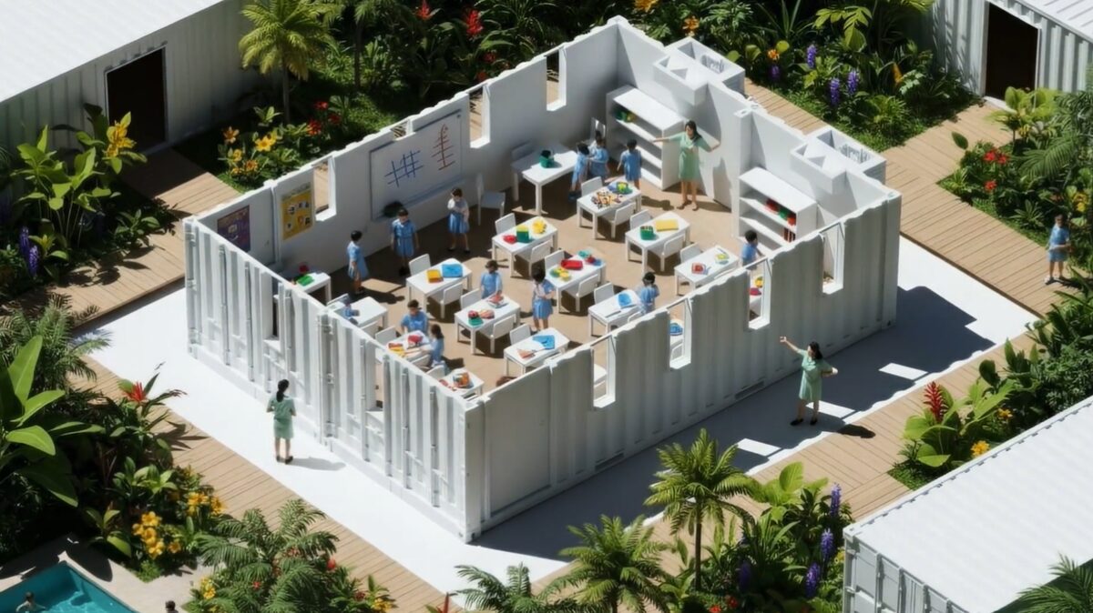 Modlav modular classroom deployment in Puerto Rico