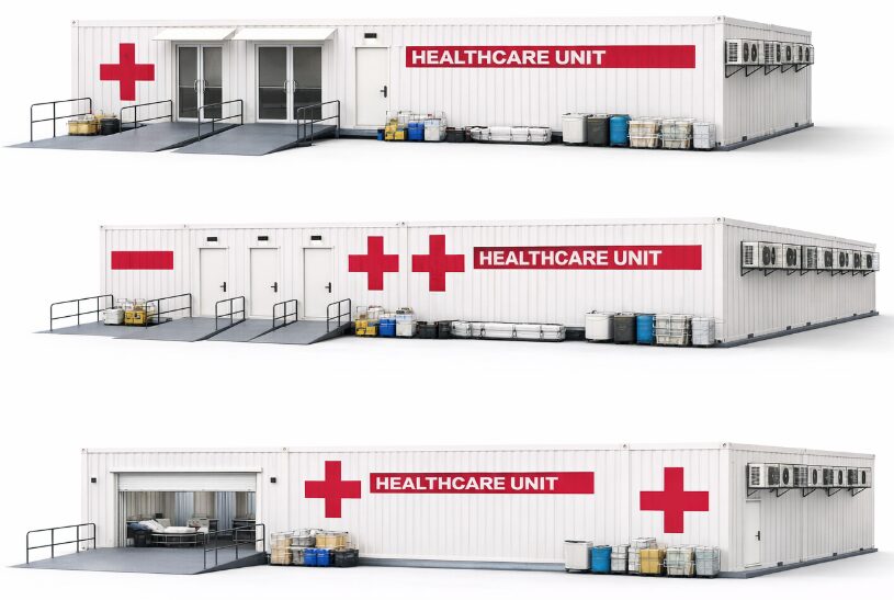 Healthcare unit containers - three modular variants